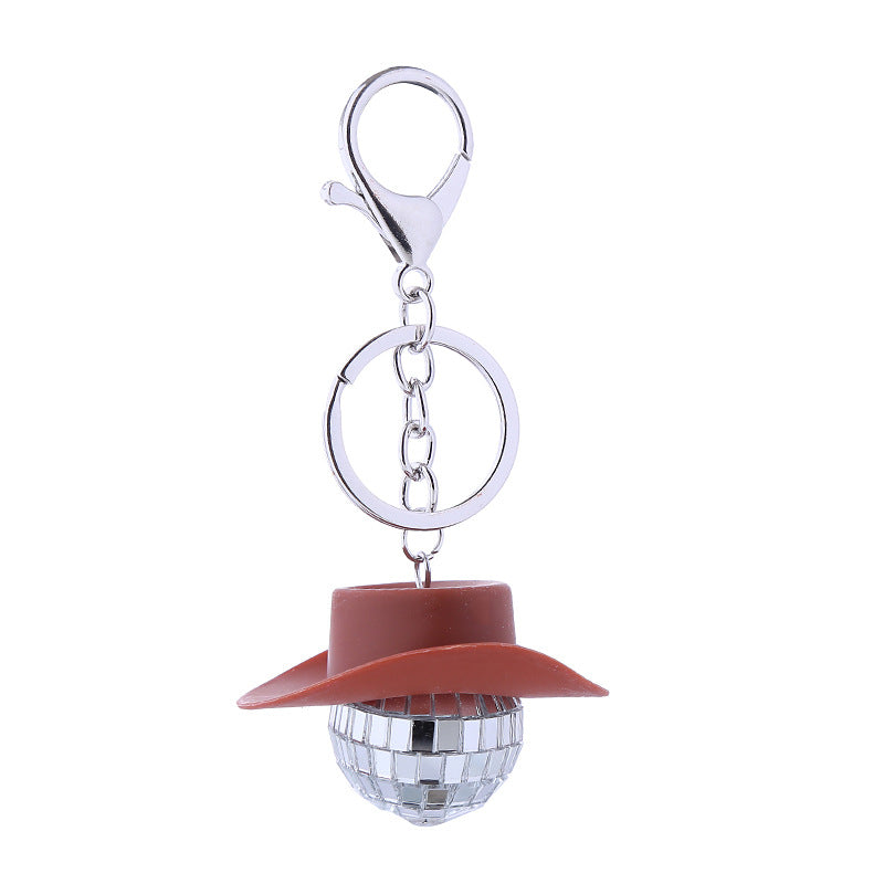 Llavero de espejo de disco de bola de sombrero retro de estilo retro al por mayor